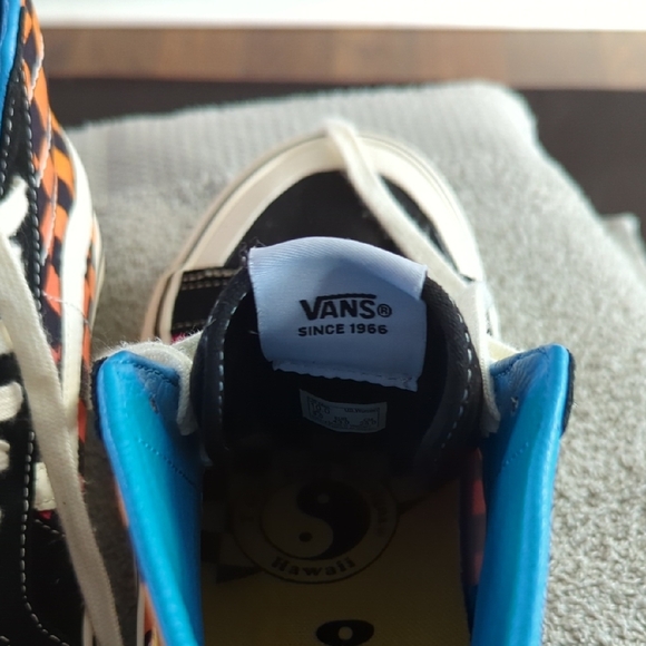 Vans Black,Pink, Orange Checkered High-Top Sneakers T&C Surf Design Hawaii !!! - Picture 13 of 16